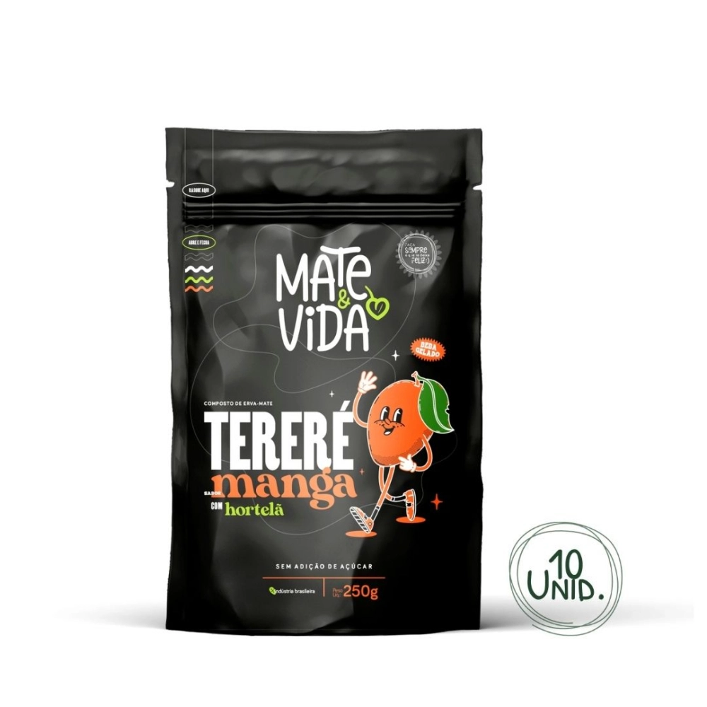 Mate&Vida Composto de Erva-Mate para Tereré sabor Manga e Hortelã 250 g (Caixa com 10 unidades)
