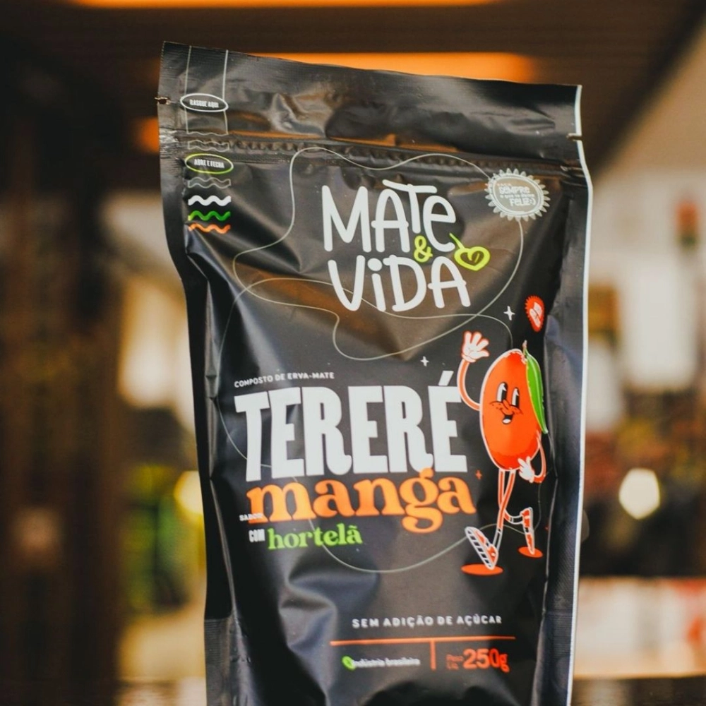 Mate&amp;Vida Composto de Erva-Mate para Tereré sabor Manga e Hortelã 250 g (Caixa com 10 unidades)