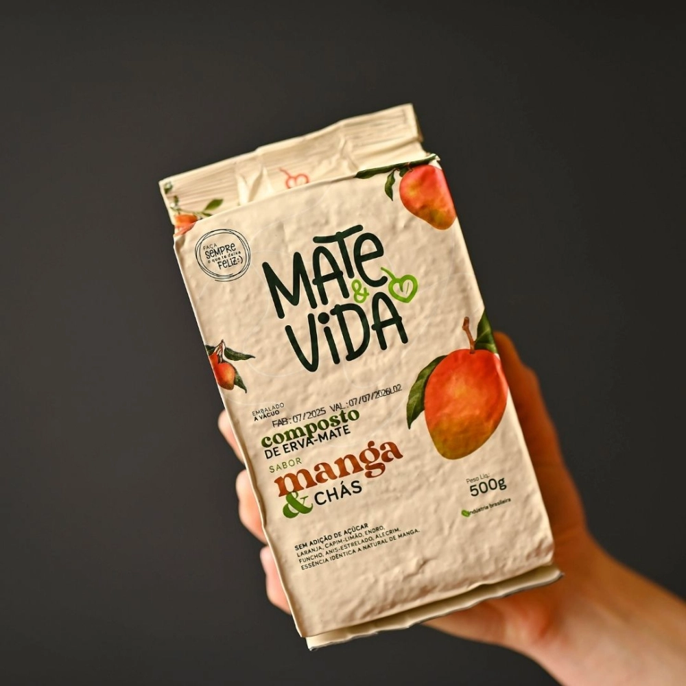 Mate&amp;Vida Composto de Erva-Mate Sabor Manga e Chás 500 G embalada a vácuo (Caixa com 10 unidades)