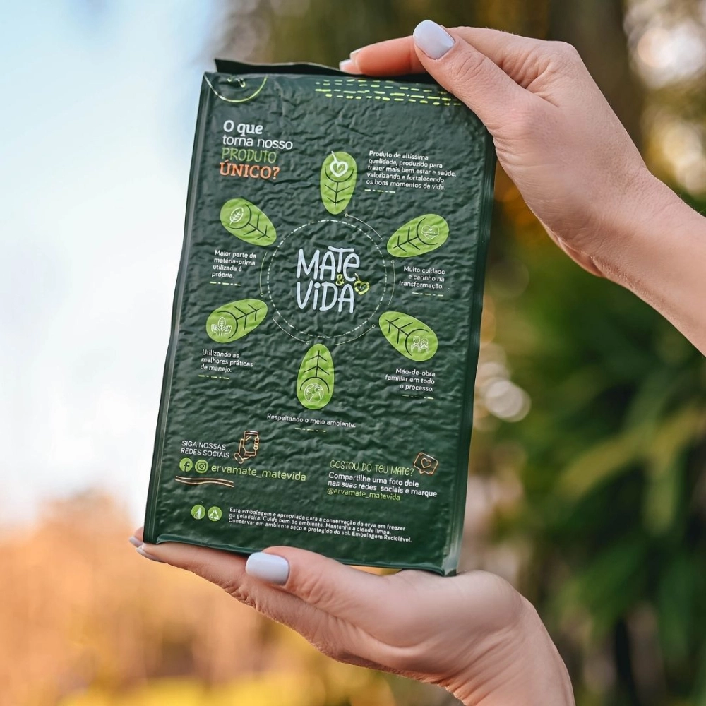 Mate&amp;Vida Erva-Mate para Chimarrão Nativa sem Açúcar embalada a vácuo 1 kg (Caixa com 10 Unidades)
