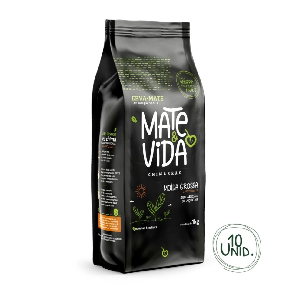 Erva-Mate Moída Grossa embalagem laminada 1 Kg (Caixa com 10 unidades)