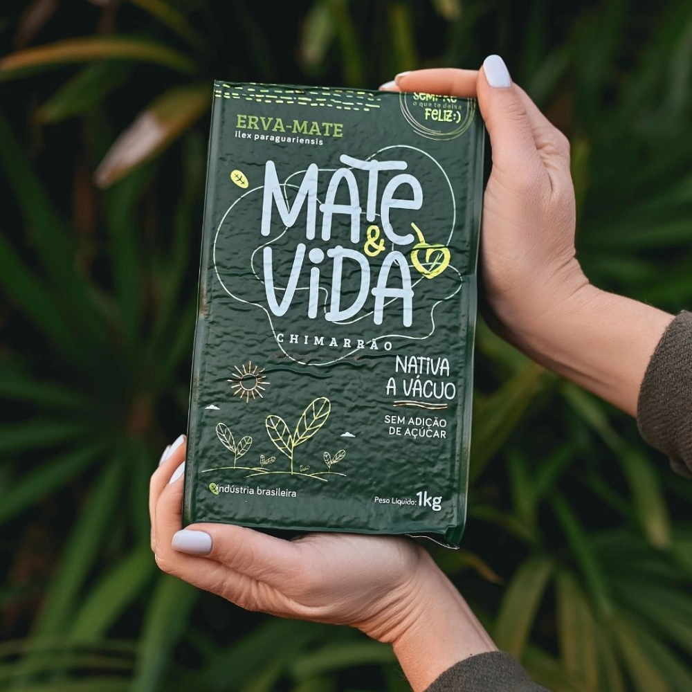 Mate&amp;Vida Erva-Mate para Chimarrão Nativa sem Açúcar embalada a vácuo 1 kg (Caixa com 10 Unidades)